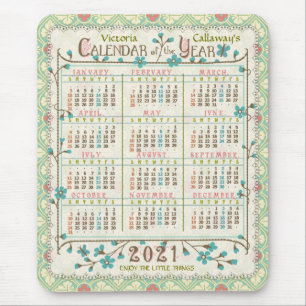 Tapis De Souris Calendrier de l'année 2021 Art Nouveau victorien