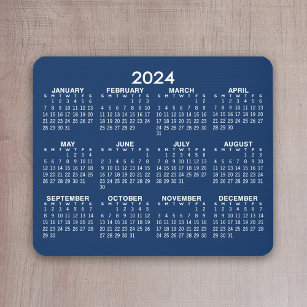 Tapis De Souris Calendrier de l'année 2024 - horizontal - Bleu