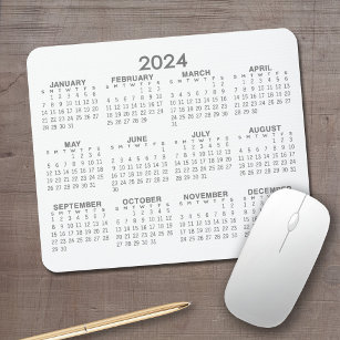 Tapis De Souris Calendrier de l'année 2024 - horizontal - gris