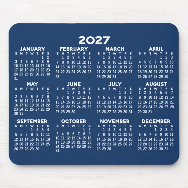Tapis De Souris Calendrier de l'année complète - horizontal (Devant)
