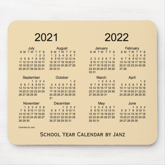 Tapis De Souris Calendrier de l'année scolaire 2021-2022 pour le b (Devant)