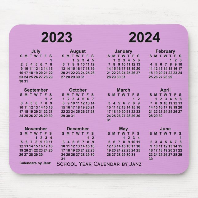 Tapis De Souris Calendrier de l'année scolaire 2023-2024 par Janz  (Devant)