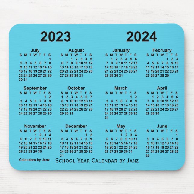 Tapis De Souris Calendrier de l'année scolaire 2023-2024 par Janz  (Devant)