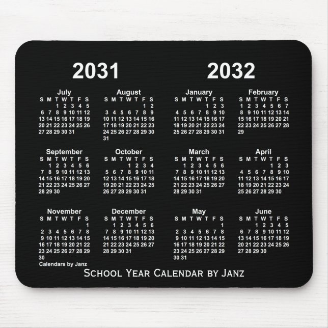 Tapis De Souris Calendrier de l'année scolaire 2031-2032 de Neon p (Devant)