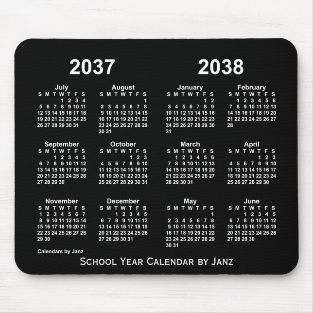 Tapis De Souris Calendrier de l'année scolaire 2037-2038 de Neon p (Devant)