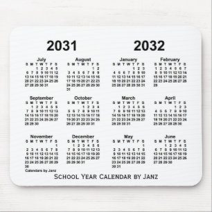 Tapis De Souris Calendrier de l'année scolaire blanche 2031-2032 p