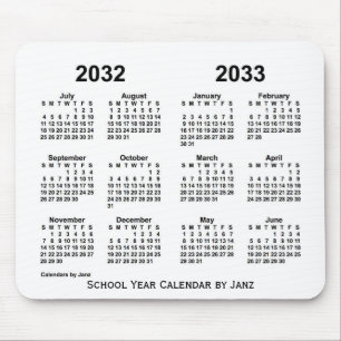 Tapis De Souris Calendrier de l'année scolaire blanche 2032-2033 p