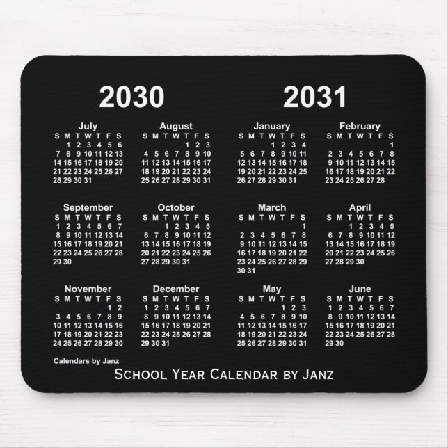 Tapis De Souris Calendrier de l'année scolaire Neon 2030-2031 par  (Devant)