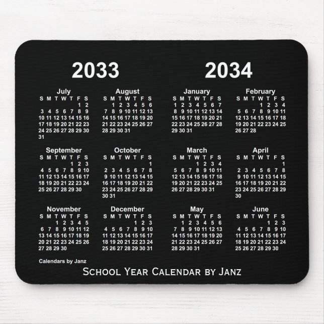 Tapis De Souris Calendrier de l'année scolaire Neon 2033-2034 par  (Devant)