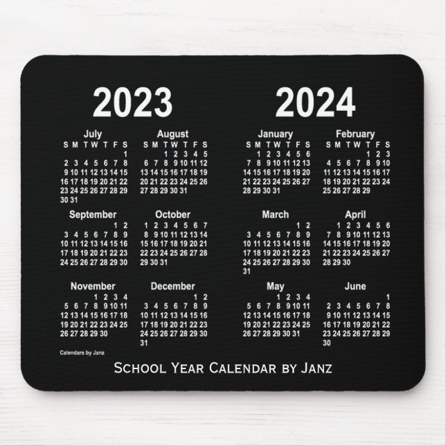 Tapis De Souris Calendrier de l'école Neon White 2023-2024 par Jan (Devant)
