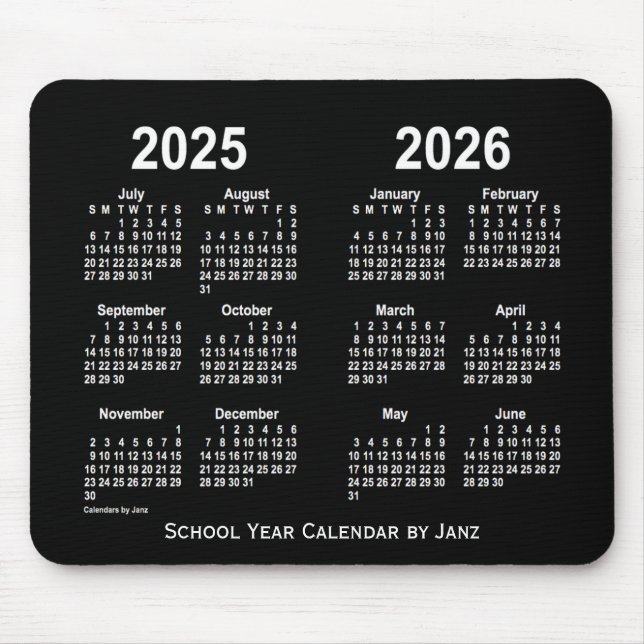 Tapis De Souris Calendrier de l'école Neon White 2025-2026 par Jan (Devant)