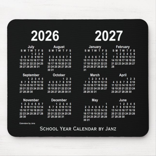 Tapis De Souris Calendrier de l'école Neon White 2026-2027 par Jan (Devant)