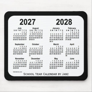 Tapis De Souris Calendrier de l'école noire et blanche 2027-2028 p