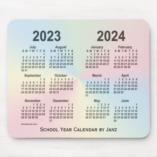 Tapis De Souris Calendrier de l'école Rainbow Cloud 2023-2024 par  (Devant)