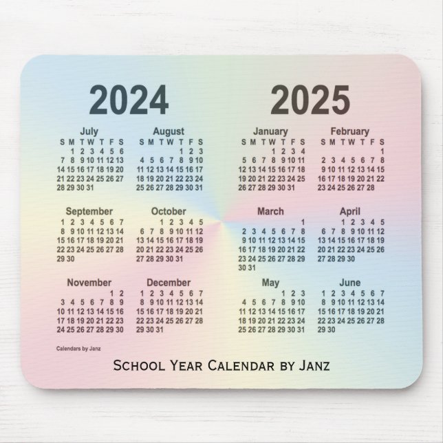 Tapis De Souris Calendrier de l'école Rainbow Cloud 2024-2025 par  (Devant)