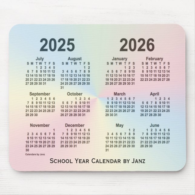 Tapis De Souris Calendrier de l'école Rainbow Cloud 2025-2026 par  (Devant)