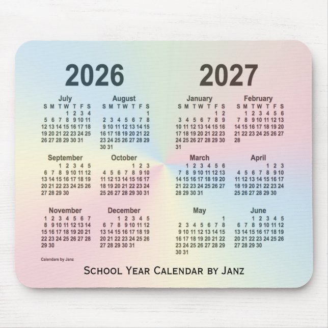 Tapis De Souris Calendrier de l'école Rainbow Cloud 2026-2027 par  (Devant)