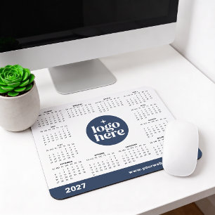 Tapis De Souris Calendrier de marketing du logo commercial Blue 20