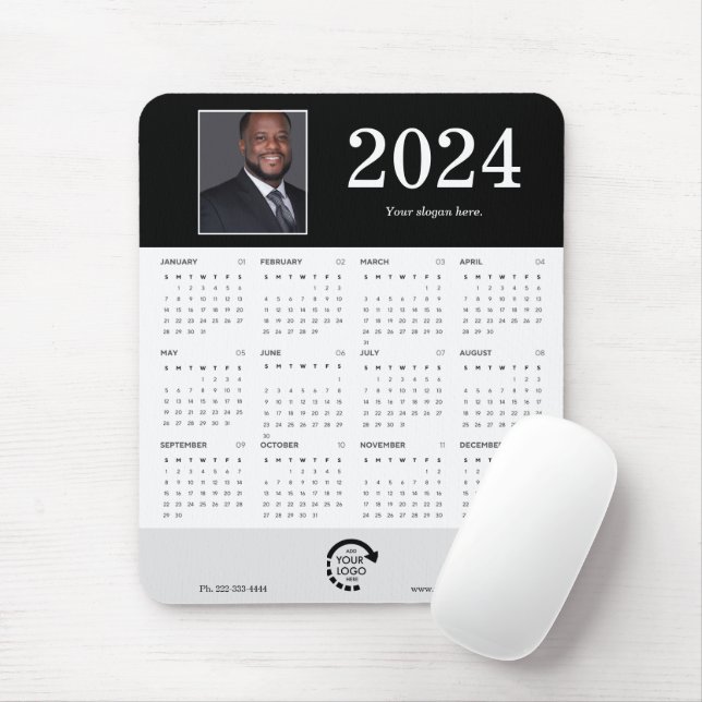 Tapis De Souris Calendrier de Modern Photo Business Corporate 2024 (Avec souris)