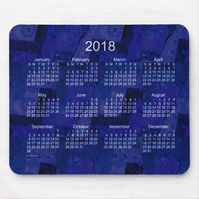 Tapis De Souris Calendrier de patchwork du bleu 2018 royal par (Devant)