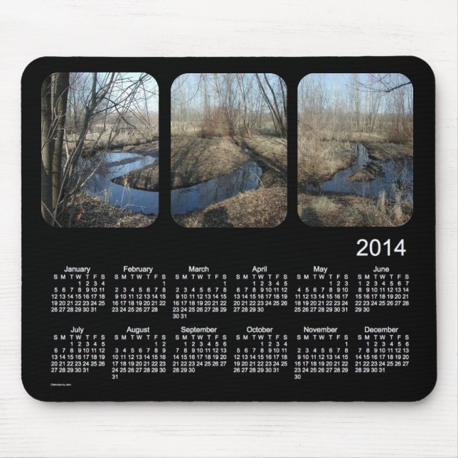 Tapis De Souris Calendrier de paysage du noir 2014 (Devant)