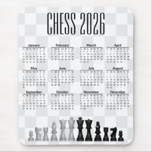 Tapis de souris calendrier d'échecs 2026
