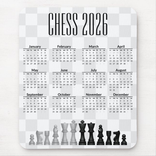 Tapis de souris calendrier d'échecs 2026 (Devant)