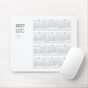 Tapis De Souris Calendrier d'entreprise minimaliste 2027 pour déco