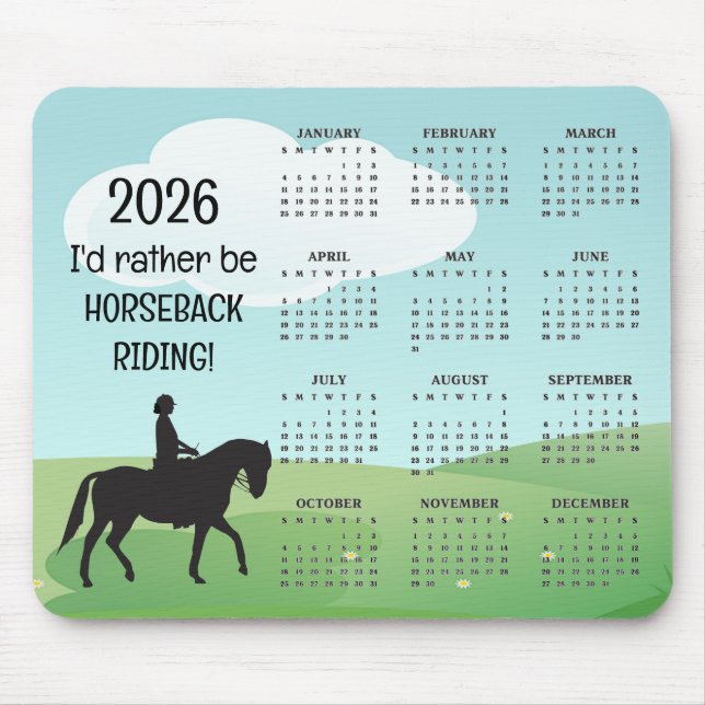 Tapis De Souris Calendrier d'équitation 2025 (Devant)
