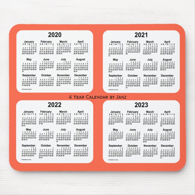 Tapis De Souris Calendrier des 4 ans du rouge tomate 2020-2023 par (Devant)