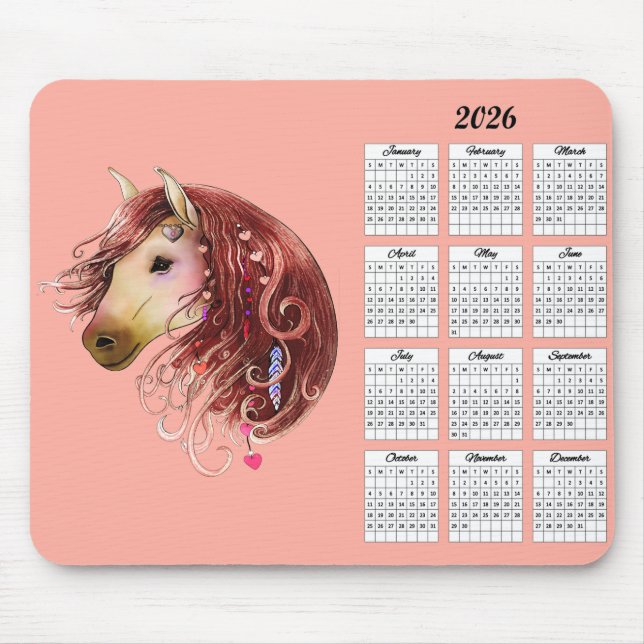 Tapis De Souris Calendrier des chevaux amoureux indiens 2026 (Devant)