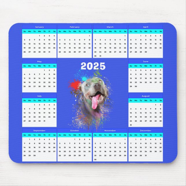 Tapis De Souris Calendrier des chiens de Weimaraner mignon personn (Devant)