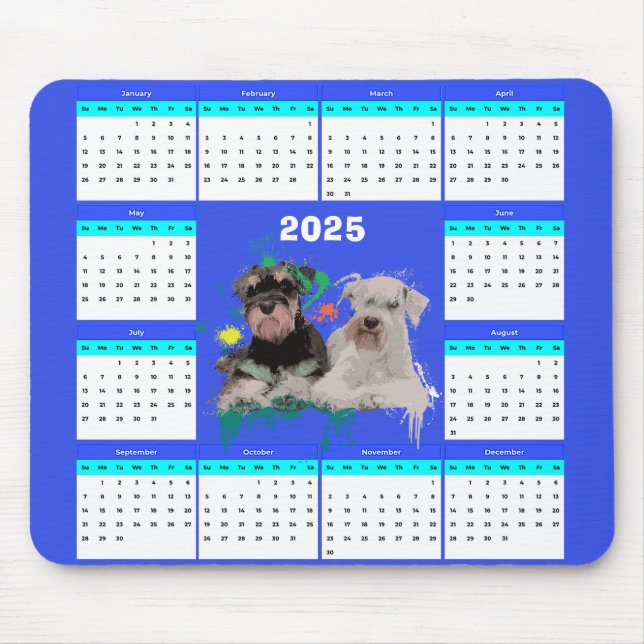 Tapis De Souris Calendrier des chiens mignonnes Schnauzer (Devant)