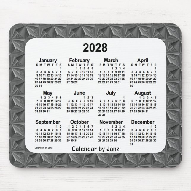 Tapis De Souris Calendrier des diamants noirs 2028 par Janz (Devant)