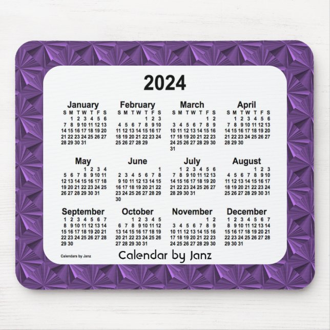 Tapis De Souris Calendrier des diamants pourpres 2024 par Janz Mou (Devant)