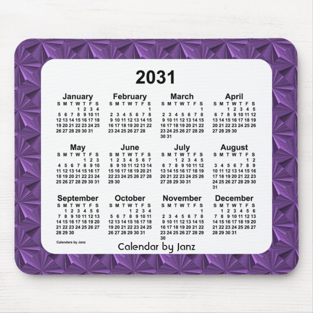 Tapis De Souris Calendrier des diamants pourpres 2031 par Janz (Devant)