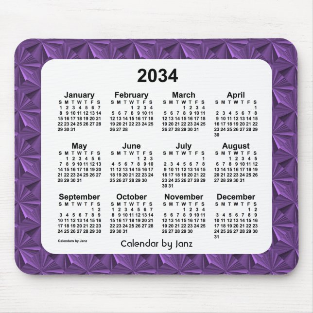Tapis De Souris Calendrier des diamants pourpres 2034 par Janz (Devant)