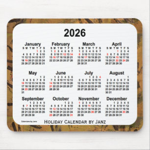 Tapis De Souris Calendrier des fêtes 2026 Orange par Janz Mouse P