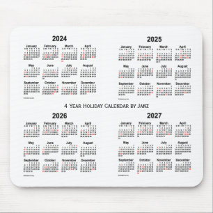 Tapis De Souris Calendrier des Fêtes Blanches 2024-2027 par Janz