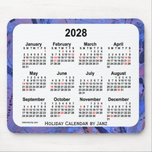 Tapis De Souris Calendrier des fêtes bleues 2028 par Janz