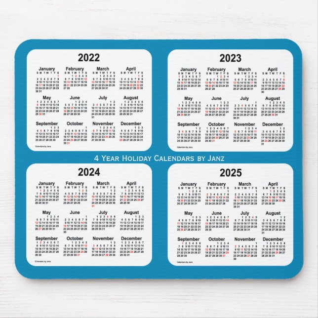 Tapis De Souris Calendrier des fêtes bleues en acier 2022-2025 par (Devant)
