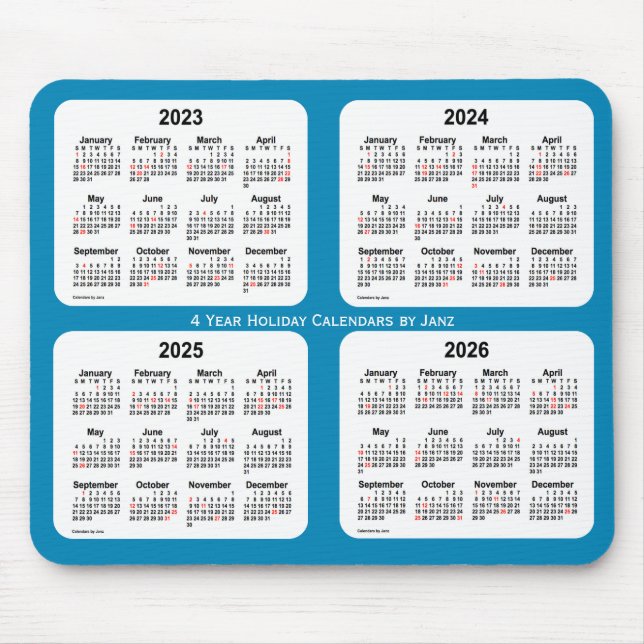 Tapis De Souris Calendrier des fêtes bleues en acier 2023-2026 par (Devant)