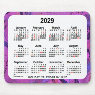 Tapis De Souris Calendrier des fêtes de Magenta 2029 par Janz