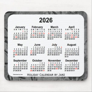 Tapis De Souris Calendrier des fêtes noires 2026 par Janz Mouse P
