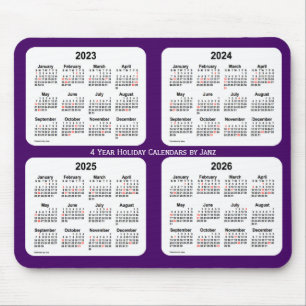 Tapis De Souris Calendrier des fêtes pourpres 2023-2026 par Janz