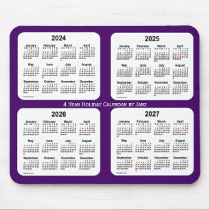Tapis De Souris Calendrier des fêtes pourpres 2024-2027 par Janz