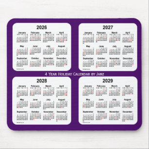 Tapis De Souris Calendrier des fêtes pourpres 2026-2029 par Janz