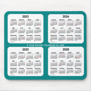 Tapis De Souris Calendrier des fêtes Turquoise 2023-2026 par Janz 