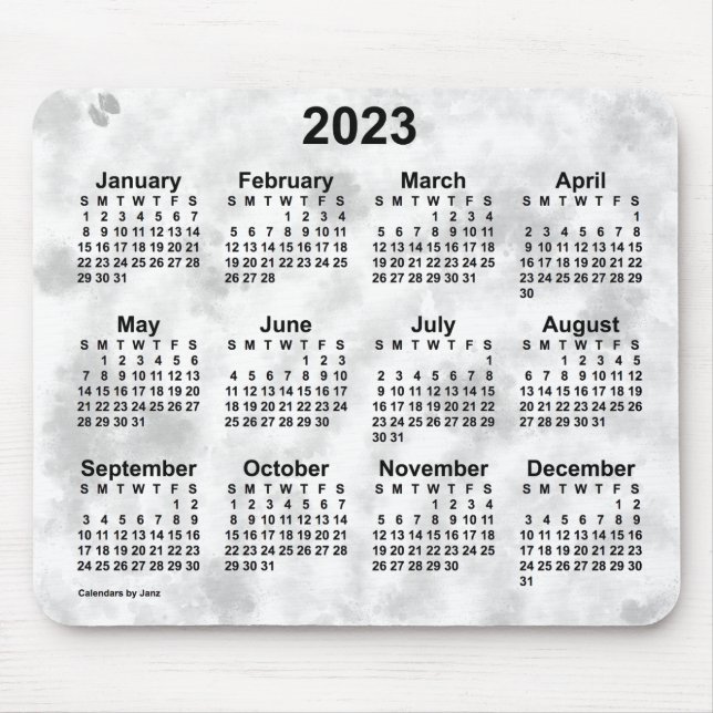 Tapis De Souris Calendrier des jours nuageux 2023 par Janz (Devant)