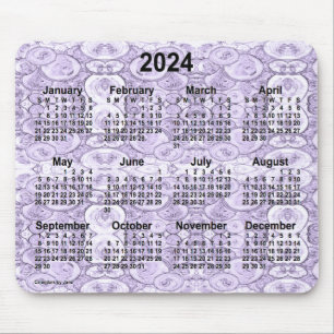 Tapis De Souris Calendrier des petites bulles violettes 2024 par J
